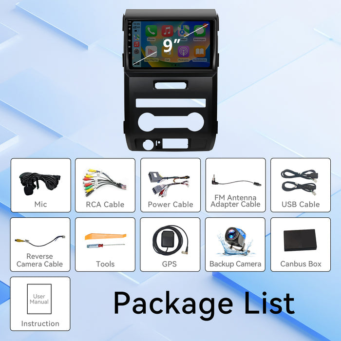 Android 13 Car Radio Compatible with Ford F150 2009 2010 2011 2012 Manual AC Upgrade, Car Stereo Replacement Wireless CarPlay & Android Auto