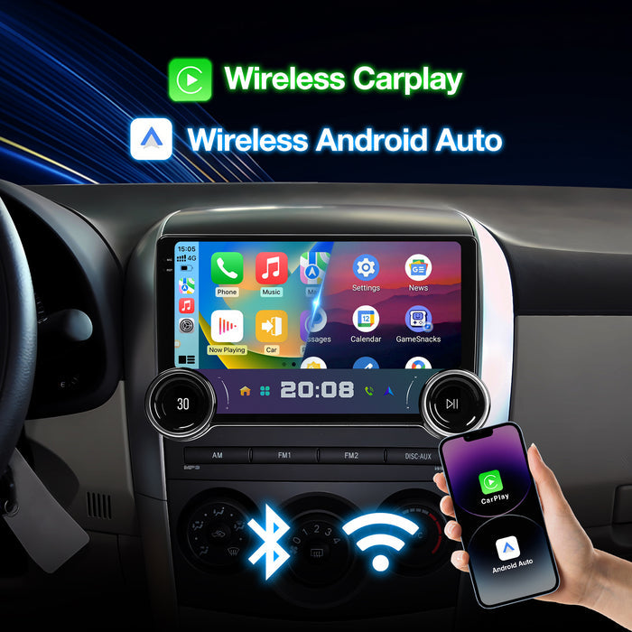 Android 13 Single Din Touchscreen Radio with Wireless CarPlay Android Auto