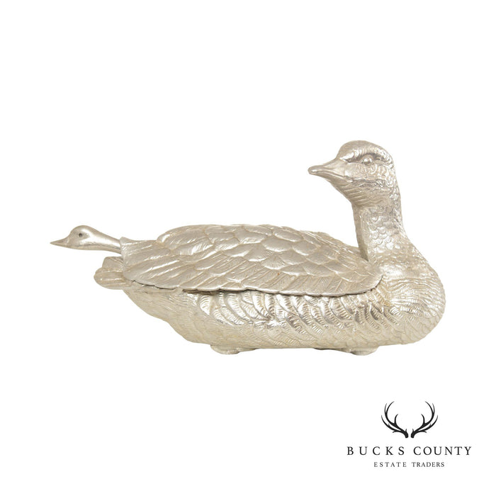 Arthur Court Polished Aluminum Duck Tureen and Ladle
