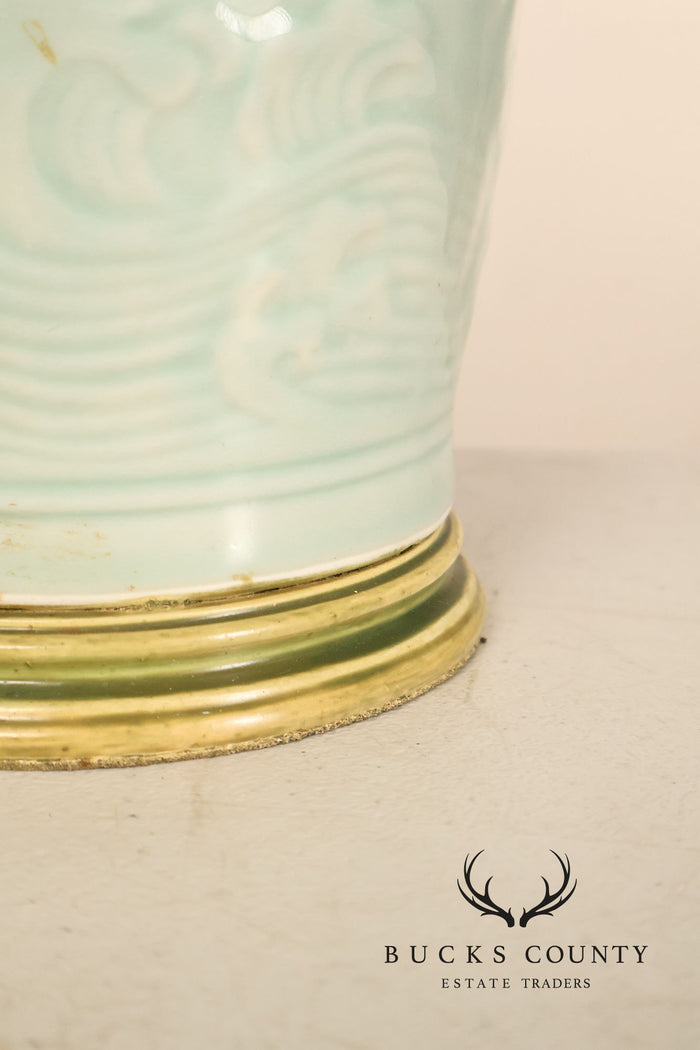 Asian Style Celadon Green Ceramic Table Lamp