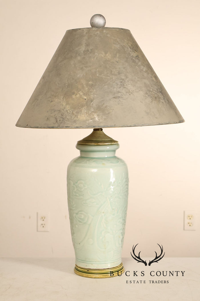 Asian Style Celadon Green Ceramic Table Lamp