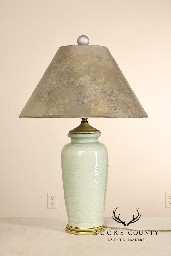 Asian Style Celadon Green Ceramic Table Lamp