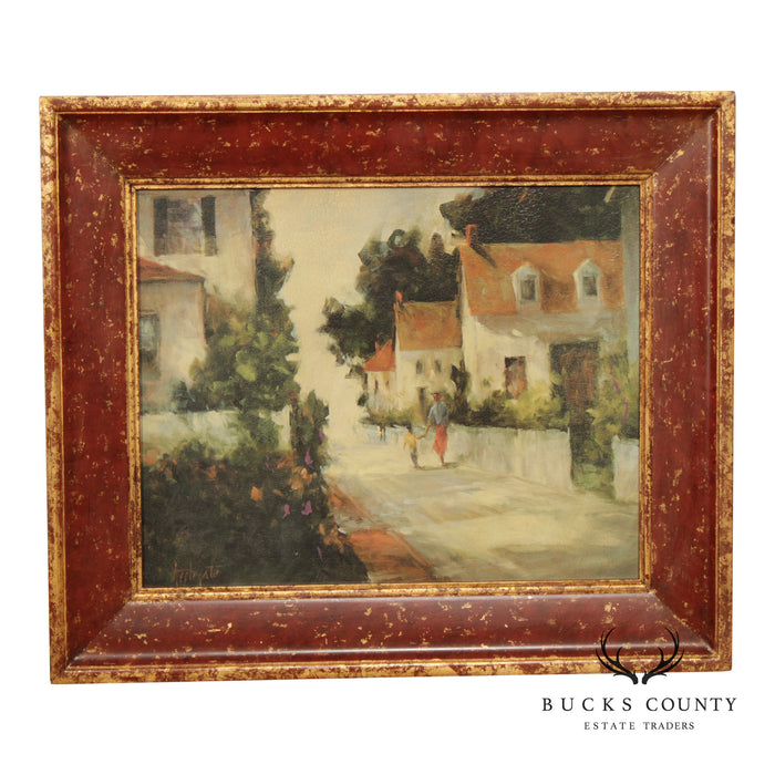 Barbara Applegate Impressionist Style Framed Print on Board, 'On Sea Street'