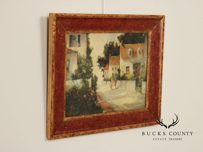Barbara Applegate Impressionist Style Framed Print on Board, 'On Sea Street'