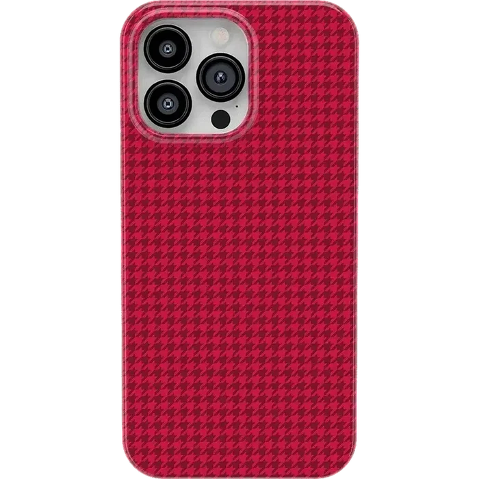 Best Dressed | Pink Houndstooth Case iPhone Case get.casely Classic + MagSafe® iPhone 14 Pro Max
