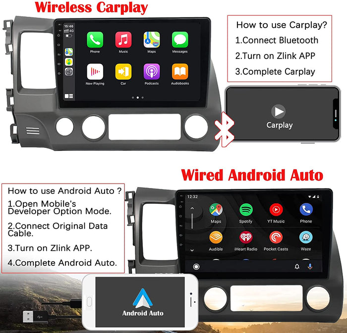 Binize 2006-2011 Honda Civic Apple CarPlay Android Auto car radio