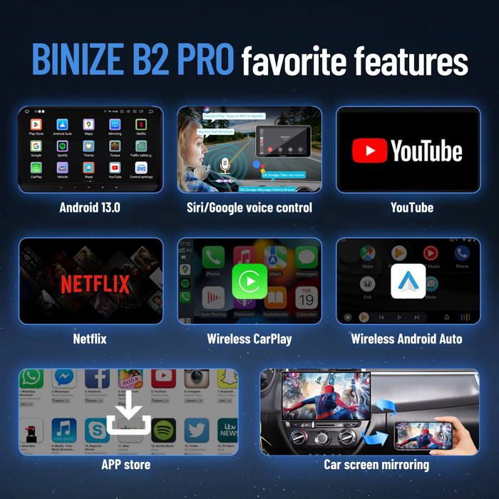 BINIZE B2 Android 13 CarPlay AI BOX for OEM Car with Wired CarPlay/Android Auto
