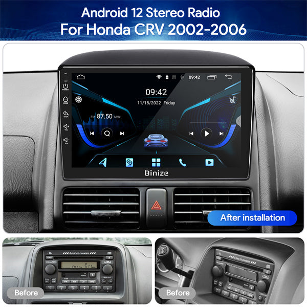 Binize Double Din Android 12 CarPlay Radio for CRV 2002-2006