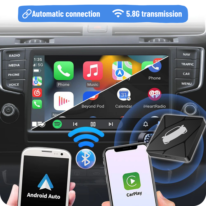 Binize Wireless Apple CarPlay & Android Auto Adapter for Car with OEM Wired CarPlay/Android Auto