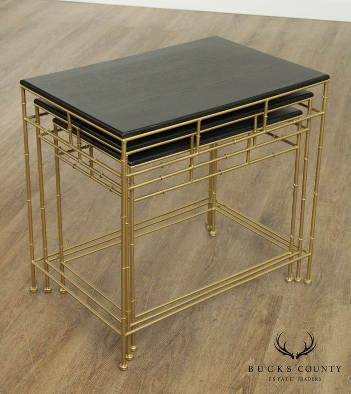 Black and Gold Faux Bamboo Iron Nesting Tables