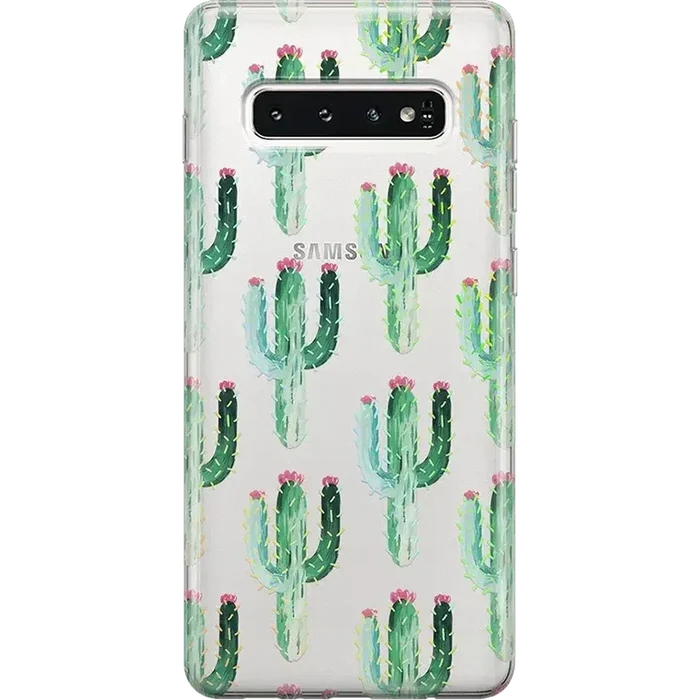 Cactus Patterned Clear Floral Samsung Case Samsung Case get.casely Classic Galaxy S10 Plus