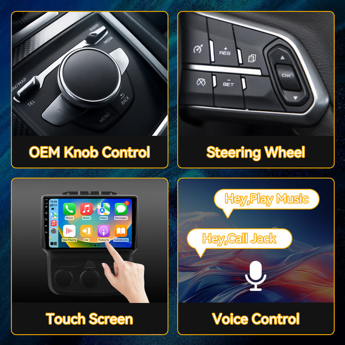 Car Radio Stereo for Dodge Ram 1500/2500/3500 2013-2018 Upgrade with Wireless Carplay&Android Auto, GPS/SWC/AHD Backup Camera/ FM WiFi Bluetooth, for Manual & Auto AC