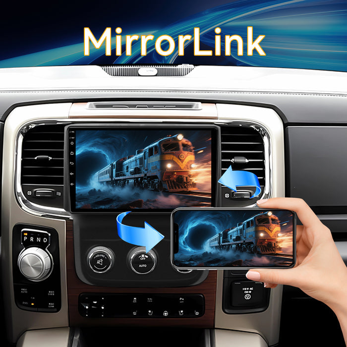 Car Radio Stereo for Dodge Ram 1500/2500/3500 2013-2018 Upgrade with Wireless Carplay&Android Auto, GPS/SWC/AHD Backup Camera/ FM WiFi Bluetooth, for Manual & Auto AC