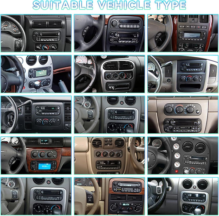 Car Radio Stereo for Dodge RAM 2002-2006/Jeep Wrangler 2003-2006/Caravan 2004-2007- Wireless CarPlay/Android Auto, GPS, Backup Camera, WiFi/Bluetooth