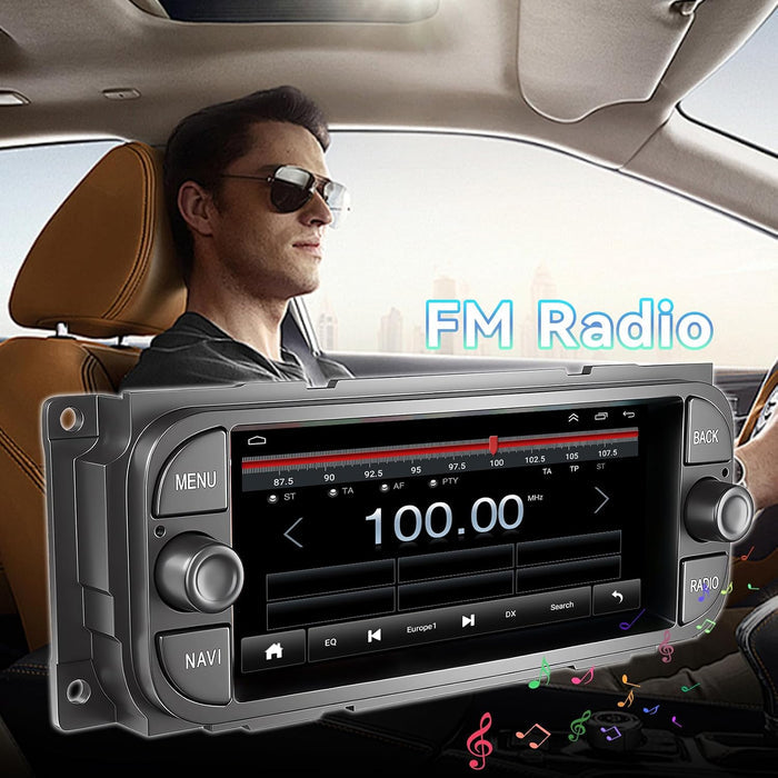 Car Radio Stereo for Dodge RAM 2002-2006/Jeep Wrangler 2003-2006/Caravan 2004-2007- Wireless CarPlay/Android Auto, GPS, Backup Camera, WiFi/Bluetooth