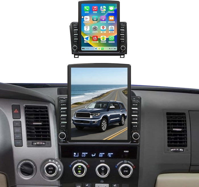 Car Radio Stereo for Toyota Tundra 2007-2013 Sequoia 2008-2018 Touch Screen with Wireless CarPlay & Android Auto FM Radio Upgrade Bluetooth GPS Navigation Backup Camera
