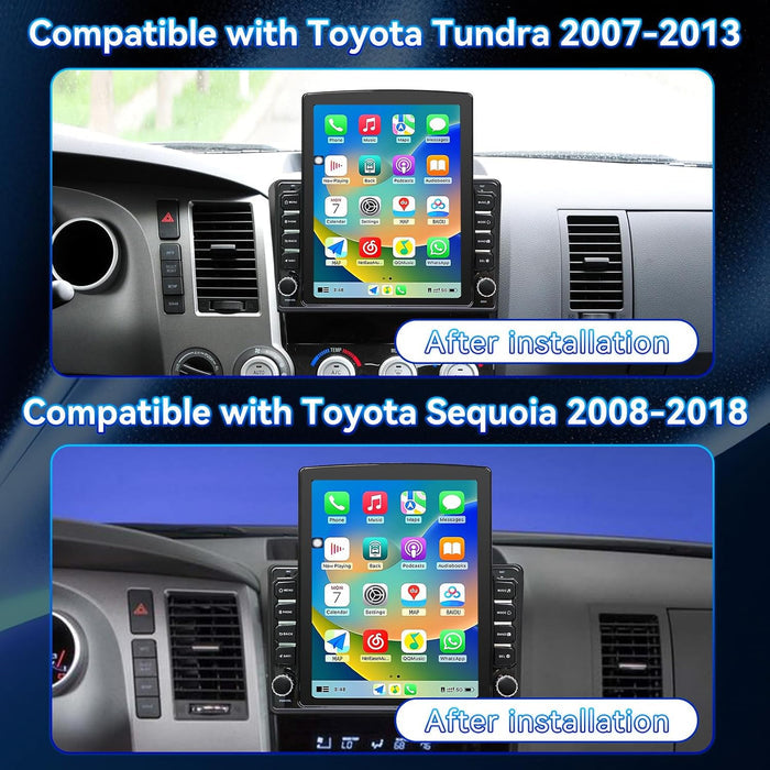 Car Radio Stereo for Toyota Tundra 2007-2013 Sequoia 2008-2018 Touch Screen with Wireless CarPlay & Android Auto FM Radio Upgrade Bluetooth GPS Navigation Backup Camera