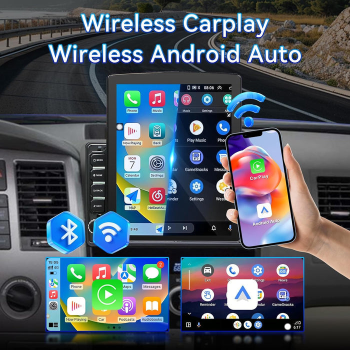 Car Radio Stereo for Toyota Tundra 2007-2013 Sequoia 2008-2018 Touch Screen with Wireless CarPlay & Android Auto FM Radio Upgrade Bluetooth GPS Navigation Backup Camera