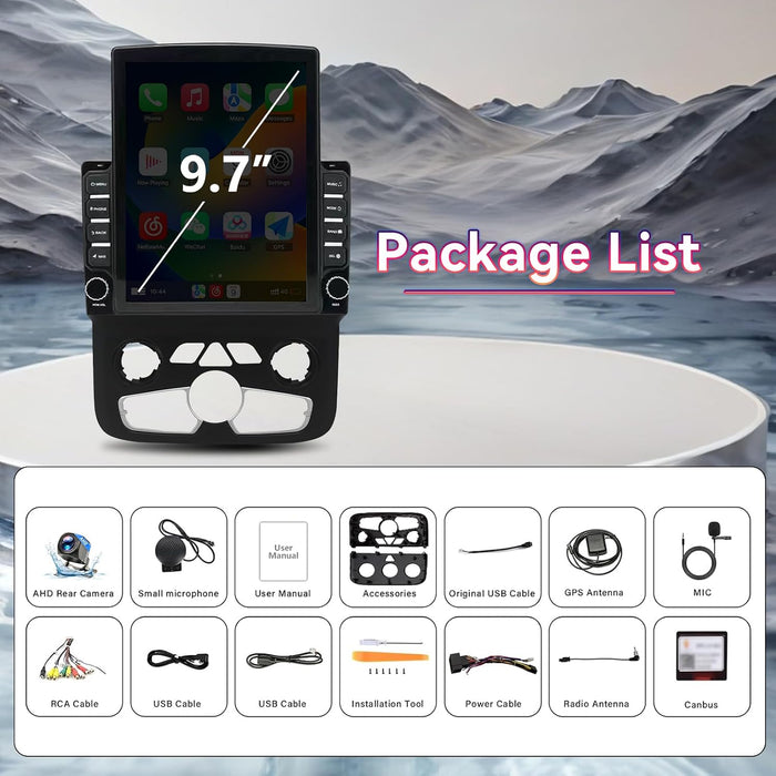 Car Stereo for Dodge Ram 1500/2500/3500 2013-2018 Upgrade Wireless CarPlay & Android Auto AHD Backup Camera GPS SWC FM WiFi Bluetooth