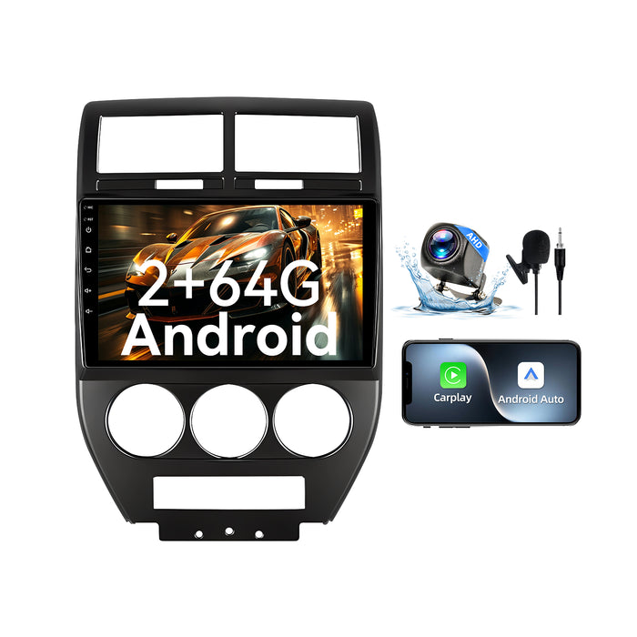 Car Stereo for Jeep Compass 2007-2009 Upgrade Wireless CarPlay & Android Auto AHD Backup Camera GPS SWC FM WiFi Bluetooth