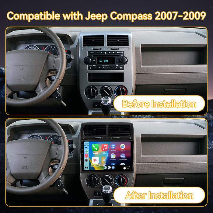 Car Stereo for Jeep Compass 2007-2009 Upgrade Wireless CarPlay & Android Auto AHD Backup Camera GPS SWC FM WiFi Bluetooth