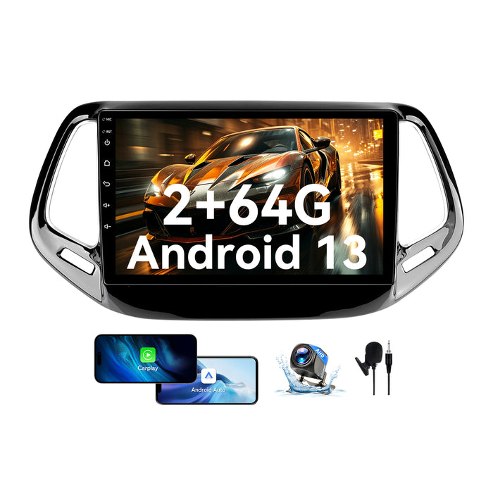 Car Stereo for Jeep Compass 2017-2020 Upgrade Wireless CarPlay & Android Auto AHD Backup Camera GPS SWC FM WiFi Bluetooth