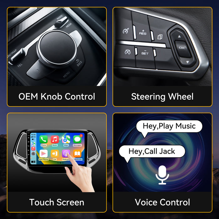 Car Stereo for Jeep Compass 2017-2020 Upgrade Wireless CarPlay & Android Auto AHD Backup Camera GPS SWC FM WiFi Bluetooth