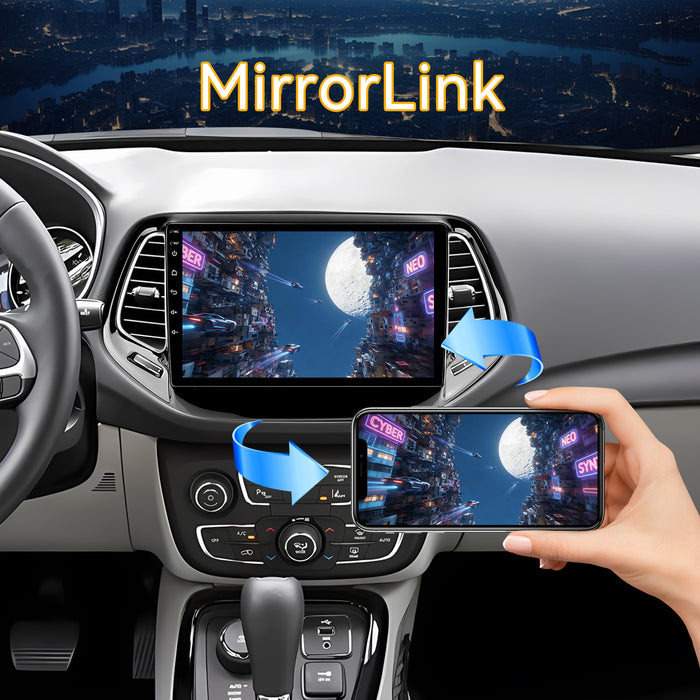 Car Stereo for Jeep Compass 2017-2020 Upgrade Wireless CarPlay & Android Auto AHD Backup Camera GPS SWC FM WiFi Bluetooth
