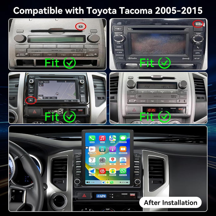 Car Stereo for Toyota Tacoma 2005-2015 Upgrade Wireless CarPlay & Android Auto AHD Backup Camera GPS SWC FM WiFi Bluetooth