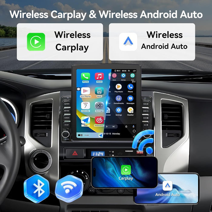 Car Stereo for Toyota Tacoma 2005-2015 Upgrade Wireless CarPlay & Android Auto AHD Backup Camera GPS SWC FM WiFi Bluetooth