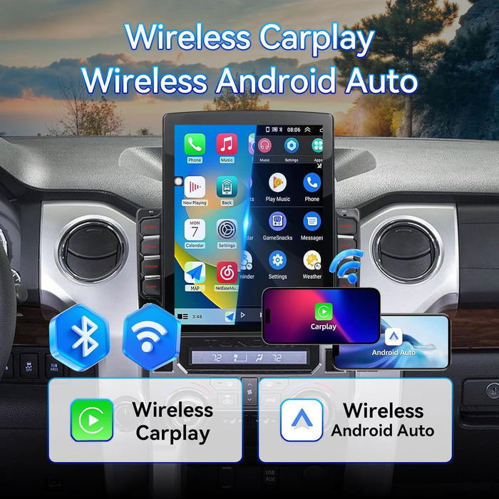 Car Stereo for Toyota Tundra 2014-2021 Wireless CarPlay & Android Auto Bluetooth GPS Navigation FM Radio Backup Camera