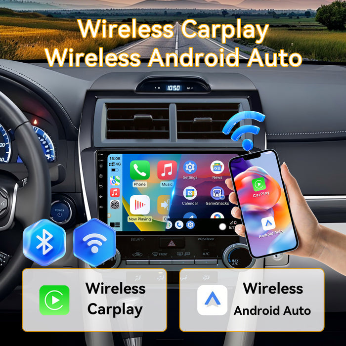 Car Stereo for US-spec Toyota Camry 2012-2015 Upgrade Wireless CarPlay & Android Auto AHD Backup Camera GPS SWC FM WiFi Bluetooth