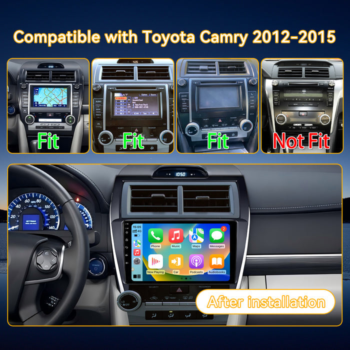 Car Stereo for US-spec Toyota Camry 2012-2015 Upgrade Wireless CarPlay & Android Auto AHD Backup Camera GPS SWC FM WiFi Bluetooth