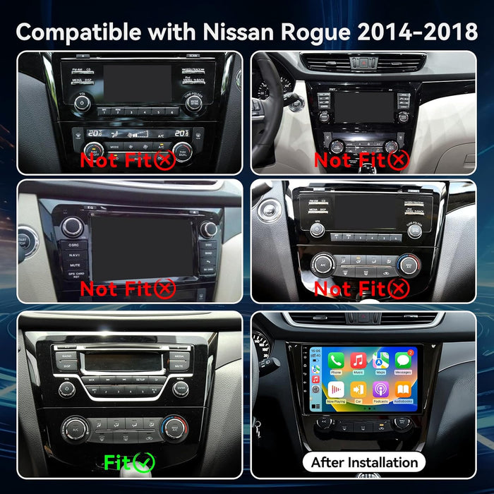 Car Stereo Radio for Nissan Rogue 2014 2015 2016 2017 2018 Manual AC Wireless CarPlay & Android Auto AHD Backup Camera  GPS SWC WiFi Bluetooth