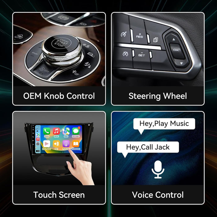 Car Stereo Radio for Nissan Rogue 2014 2015 2016 2017 2018 Manual AC Wireless CarPlay & Android Auto AHD Backup Camera  GPS SWC WiFi Bluetooth