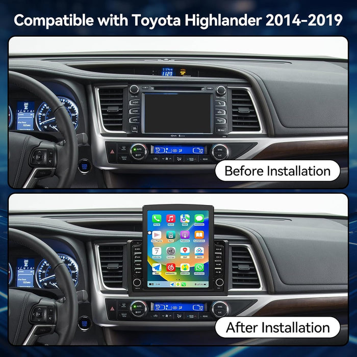 Car Stereo Radio for Toyota Highlander 2014 2015 2016 2017 2018 2019 Upgrade,Wireless CarPlay & Android Auto AHD Backup Camera GPS SWC Bluetooth