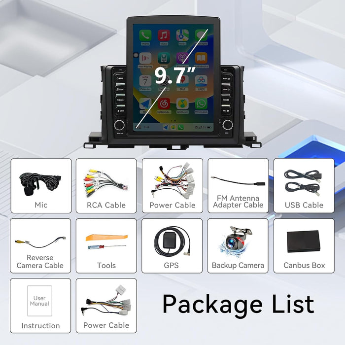 Car Stereo Radio for Toyota Highlander 2014 2015 2016 2017 2018 2019 Upgrade,Wireless CarPlay & Android Auto AHD Backup Camera GPS SWC Bluetooth