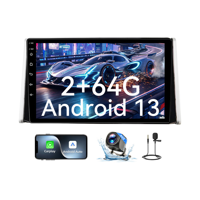 Car Stereo Radio for Toyota RAV4 2019-2022 with Wireless CarPlay & Android Auto 10.1" IPS HD Touchscreen GPS Navigation Bluetooth SWC FM DSP Backup Camera