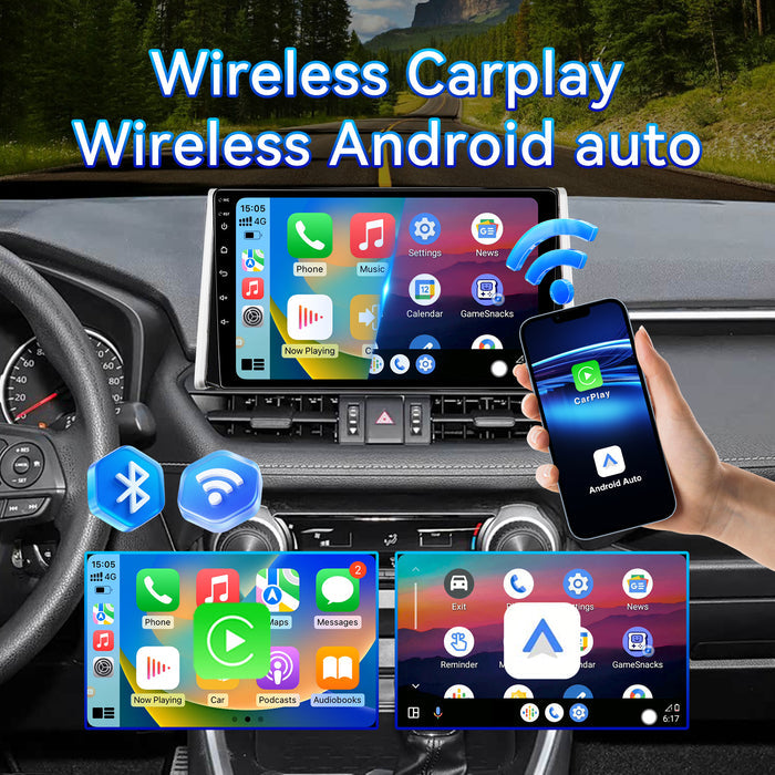 Car Stereo Radio for Toyota RAV4 2019-2022 with Wireless CarPlay & Android Auto 10.1" IPS HD Touchscreen GPS Navigation Bluetooth SWC FM DSP Backup Camera