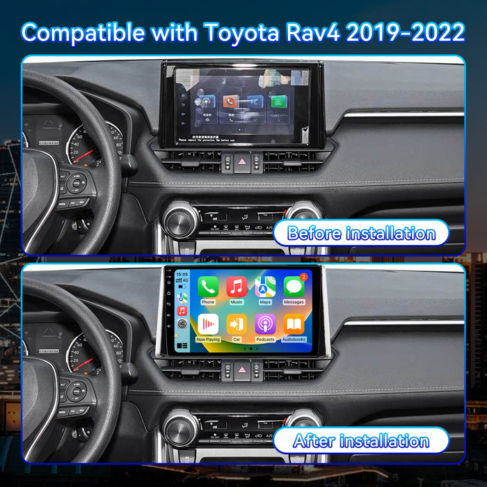 Car Stereo Radio for Toyota RAV4 2019-2022 with Wireless CarPlay & Android Auto 10.1" IPS HD Touchscreen GPS Navigation Bluetooth SWC FM DSP Backup Camera