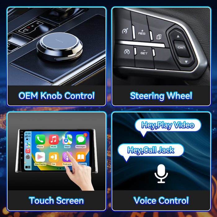 Car Stereo Radio for Toyota RAV4 2019-2022 with Wireless CarPlay & Android Auto 10.1" IPS HD Touchscreen GPS Navigation Bluetooth SWC FM DSP Backup Camera