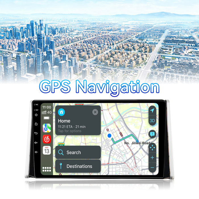 Car Stereo Radio for Toyota RAV4 2019-2022 with Wireless CarPlay & Android Auto 10.1" IPS HD Touchscreen GPS Navigation Bluetooth SWC FM DSP Backup Camera