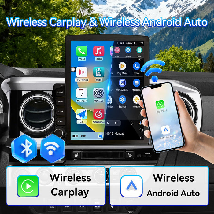 Car Stereo Radio for Toyota Tacoma 2016-2023 with Wireless CarPlay & Android Auto GPS SWC 1080p Backup Camera