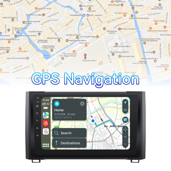 Car Stereo Radio for Toyota Tundra 2014-2021 with Wireless CarPlay & Android Auto 9-Inch IPS Touch Screen GPS SWC Bluetooth FM Backup Camera