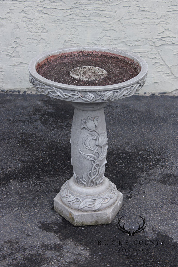 Cast Stone Floral Bird Bath