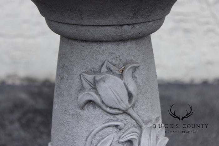 Cast Stone Floral Bird Bath