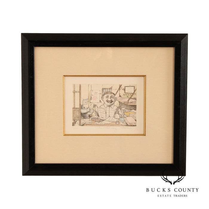 Charles Bragg 'Tax Attorney' Limited Edition Etching, Custom Framed