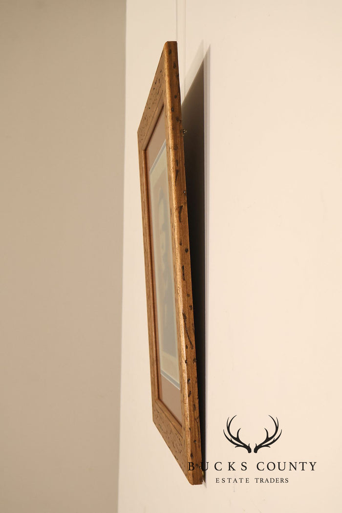 Double Matted Wood Framed Lithograph of Gustav Stickley Portrait