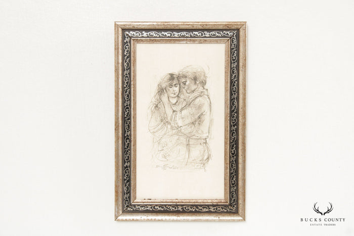 Edna Hibel Custom Framed Print, Young Couple