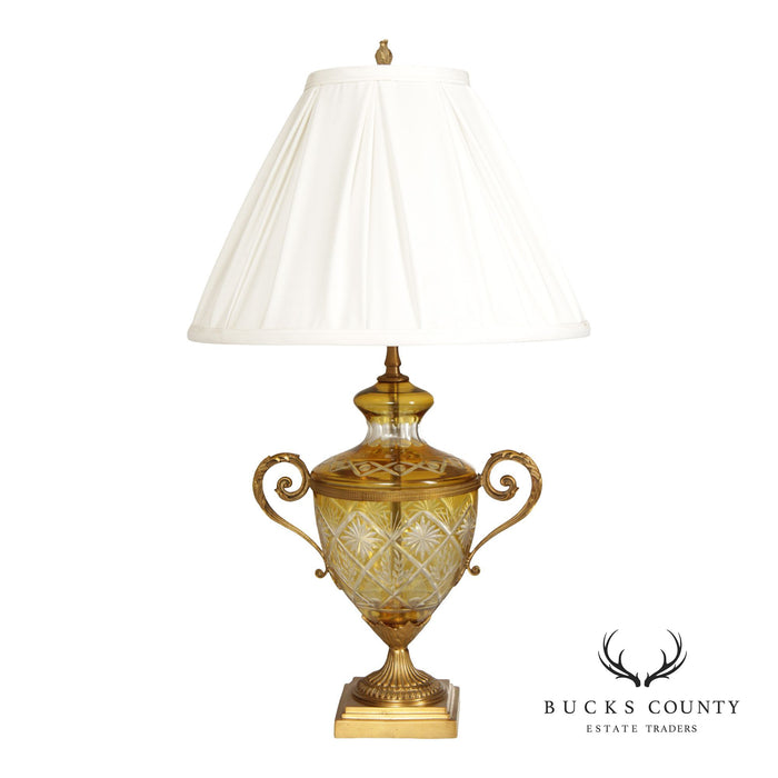 Ethan Allen Amber Glass Urn Table Lamp